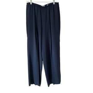 Vince Crepe Wide Leg Navy Blue Pull On Pants size medium